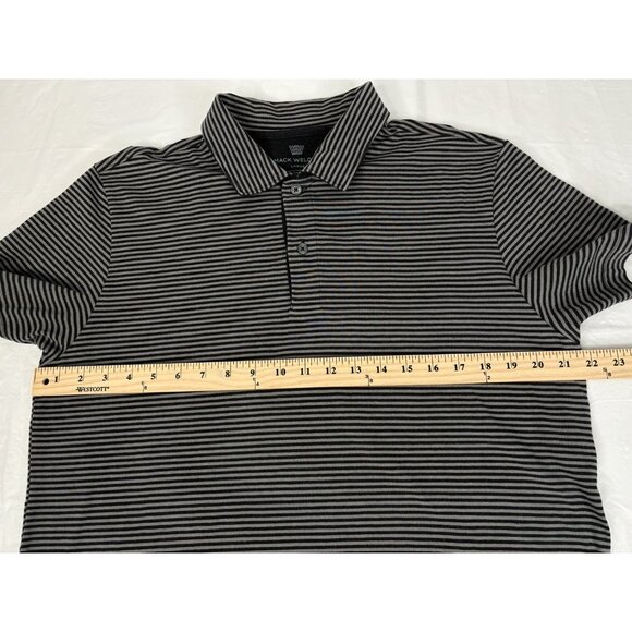 Mack Weldon Pima Cotton Polo Shirt Men's Large Grey Black Striped Stretch Golf - Picture 8 of 9